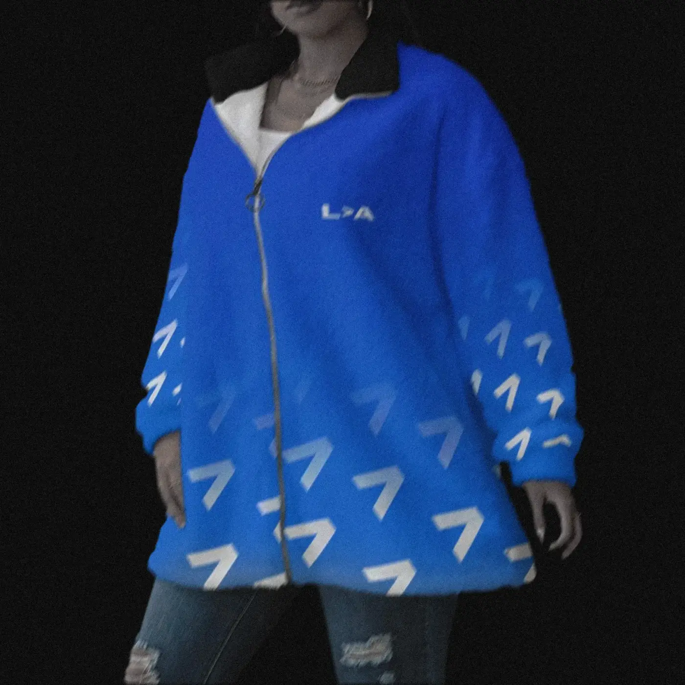 blue arrow coat