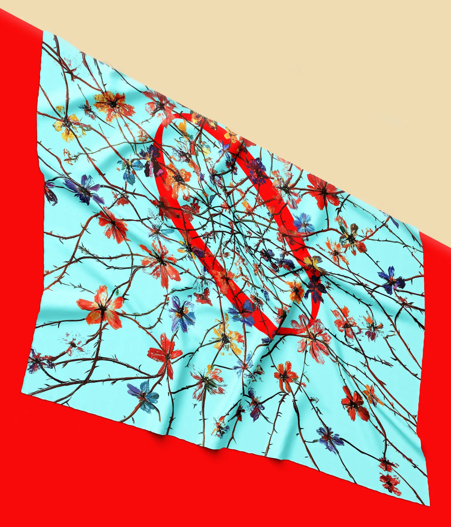 0Malice scarf with thorns and flowers